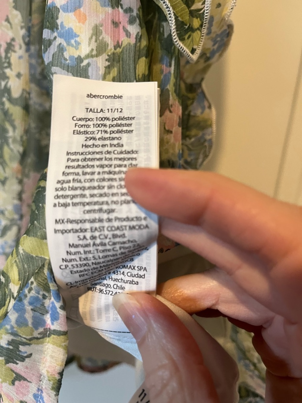 Abercrombie Kids Olive Green Floral Ruffle Dress with Pink & Blue Accents - Picture 4 of 11